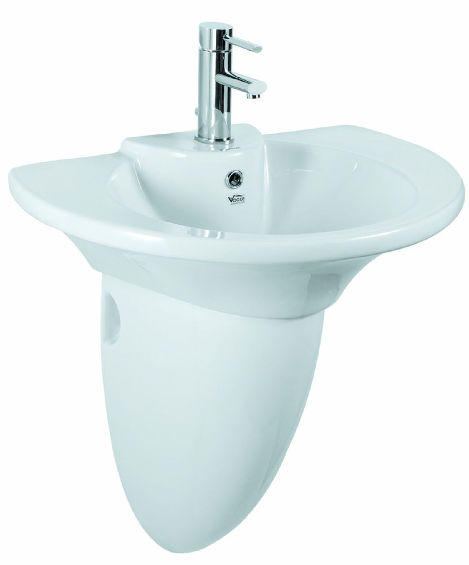 1 x Vogue Tarifa 1th 630mm Wall Hung Bathroom Sink Basin with Semi Pedestal - Brand New and