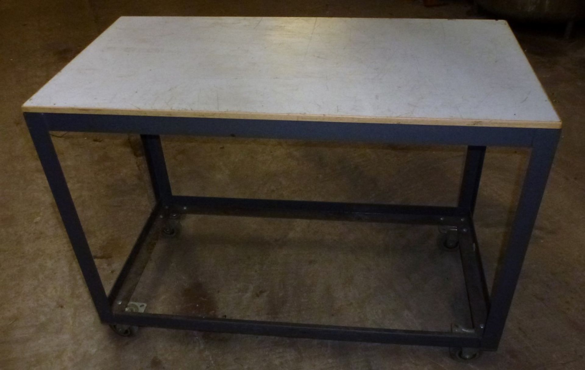 1 x Mobile Work Table - Large Size With Undershelf Bay and Heavy Duty Castor Wheels - Strong Build - Image 2 of 2