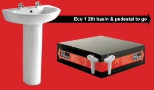 1 x Eco1 Xpress 2th 550mm Bathroom Sink Basin and Pedestal Set - Brand New and Boxed - Sleek