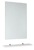 1 x Vogue Juno 600mm Wall Hung White Bathroom Mirror With Shelf - Splash and Water Proof - Brand New