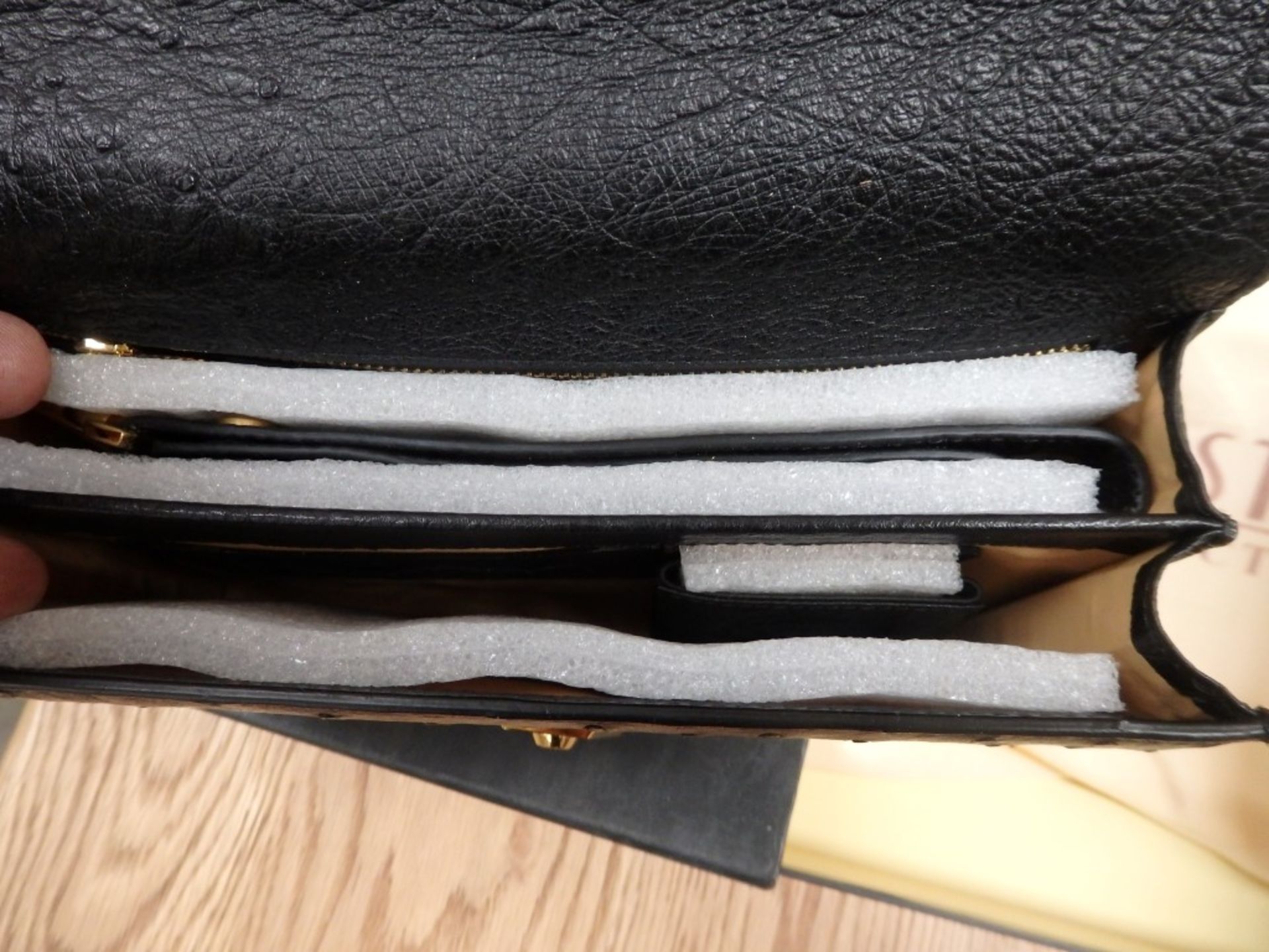 1 x Beautiful Luxury Designer - Genuine Soft Ostrich - Black leather Mens handbag/Womens Clutch - Image 10 of 13