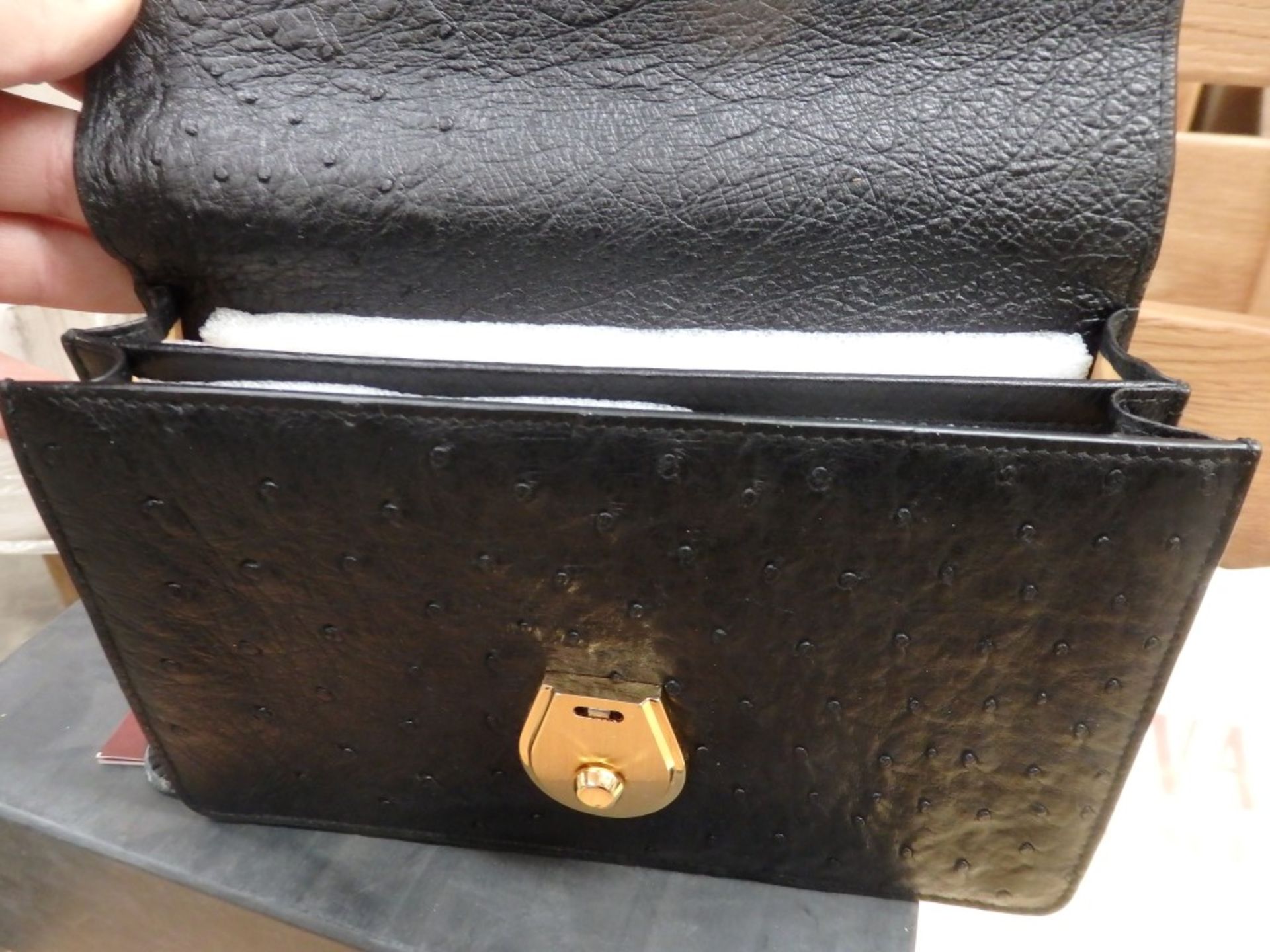 1 x Beautiful Luxury Designer - Genuine Soft Ostrich - Black leather Mens handbag/Womens Clutch - Image 9 of 13