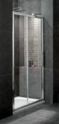 1 x Aqua Latus 1000mm Slider Shower Door - 8mm Thick Clear Glass - Chrome Finish - Chrome on Brass T