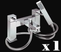 1 x Verona Deck Bath Shower Mixer Tap - Vogue Bathrooms - Modern Bath Mixer Tap in Bright Chrome