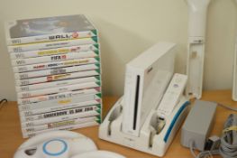 1 x Nintendo Wii Games Console With Controllers, Steering Wheels, Docking Station, Microphones and