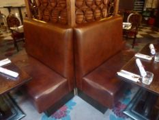 4 x Genuine Brown Leather Two Seater Chairs / Sofas - Suitable For Commercial Premises Such as