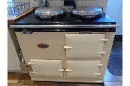 1 x Cast Iron AGA Range Cooker - Gas Powered - Cream Enamel Finish - 2 Oven Model With Boiling