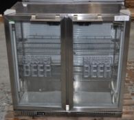 1 x Husky 'Frosted Beer' Stainless Steel Two Door Bottle Cooler With Internal Shelves - BEER