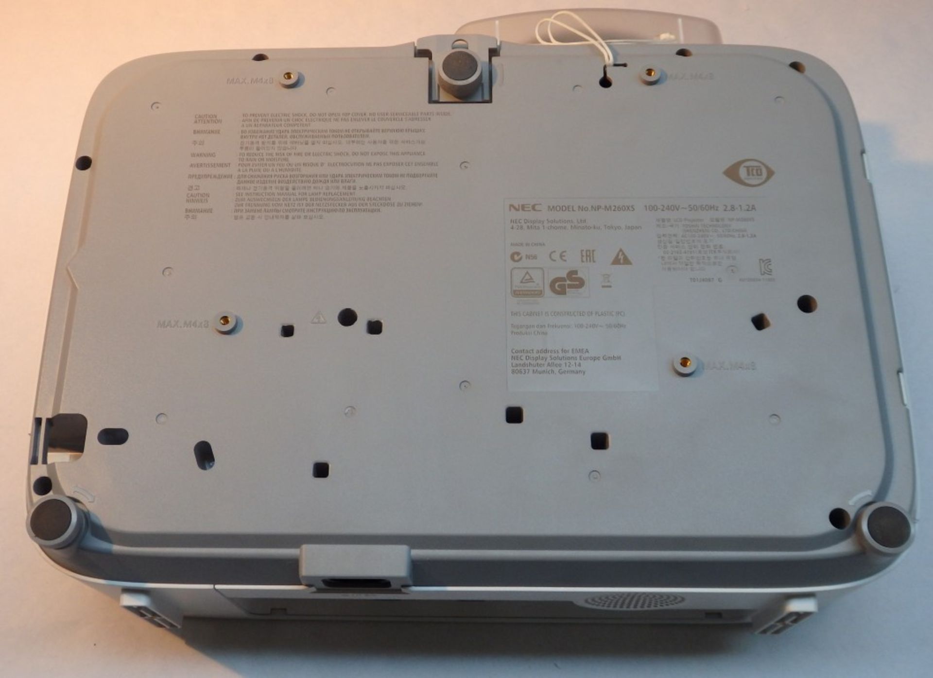 1 x NEC M260XS Projector - Long Lamp Life – Resolution : 1024 x 768 pixels (XGA) - Ideal for Home - Image 8 of 9