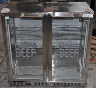 1 x Husky 'Frosted Beer' Stainless Steel Two Door Bottle Cooler With Internal Shelves - BEER