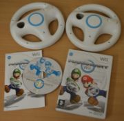 1 x Nintendo Wii Game - MARIO KART - Includes Two Steering Wheels - Good Condition - Boxed With