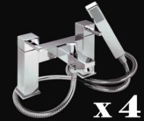 4 x Verona Deck Bath Shower Mixer Taps - Vogue Bathrooms - Modern Bath Mixer Tap in Bright Chrome