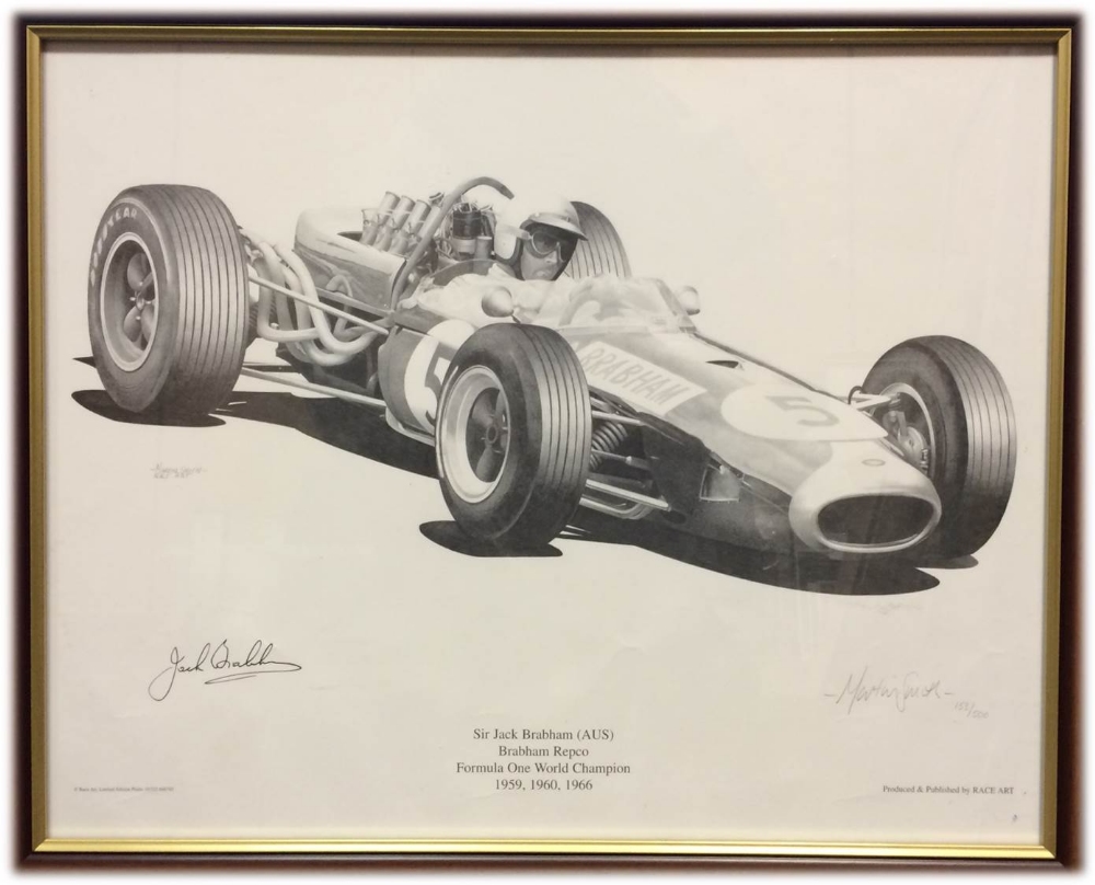 MOTOR RACING: Two individual 19.5 x 15.5 prints by artist Martin Smith, the first signed by John