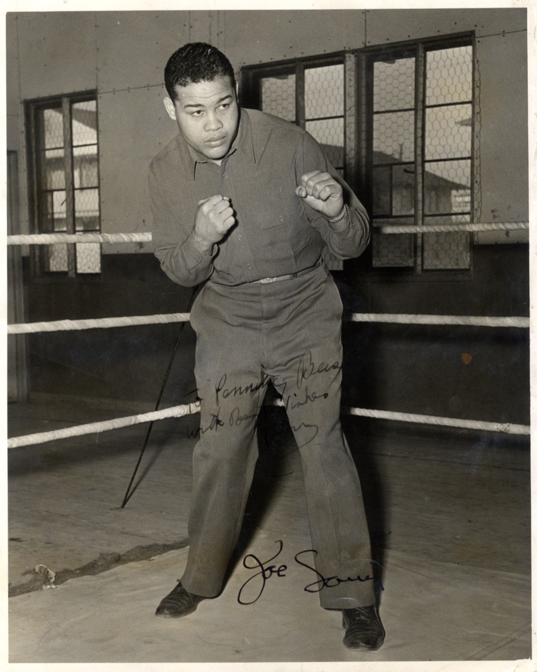 LOUIS JOE: (1914-1981) American Boxer, World Heavyweight Champion 1937-49. Vintage signed and