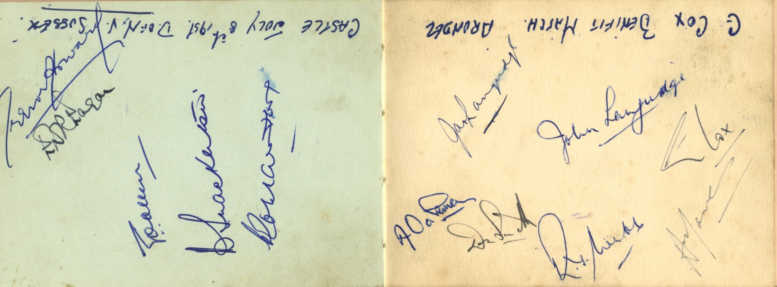 CRICKET: An autograph album containing over 35 signatures by various cricketers including Gubby
