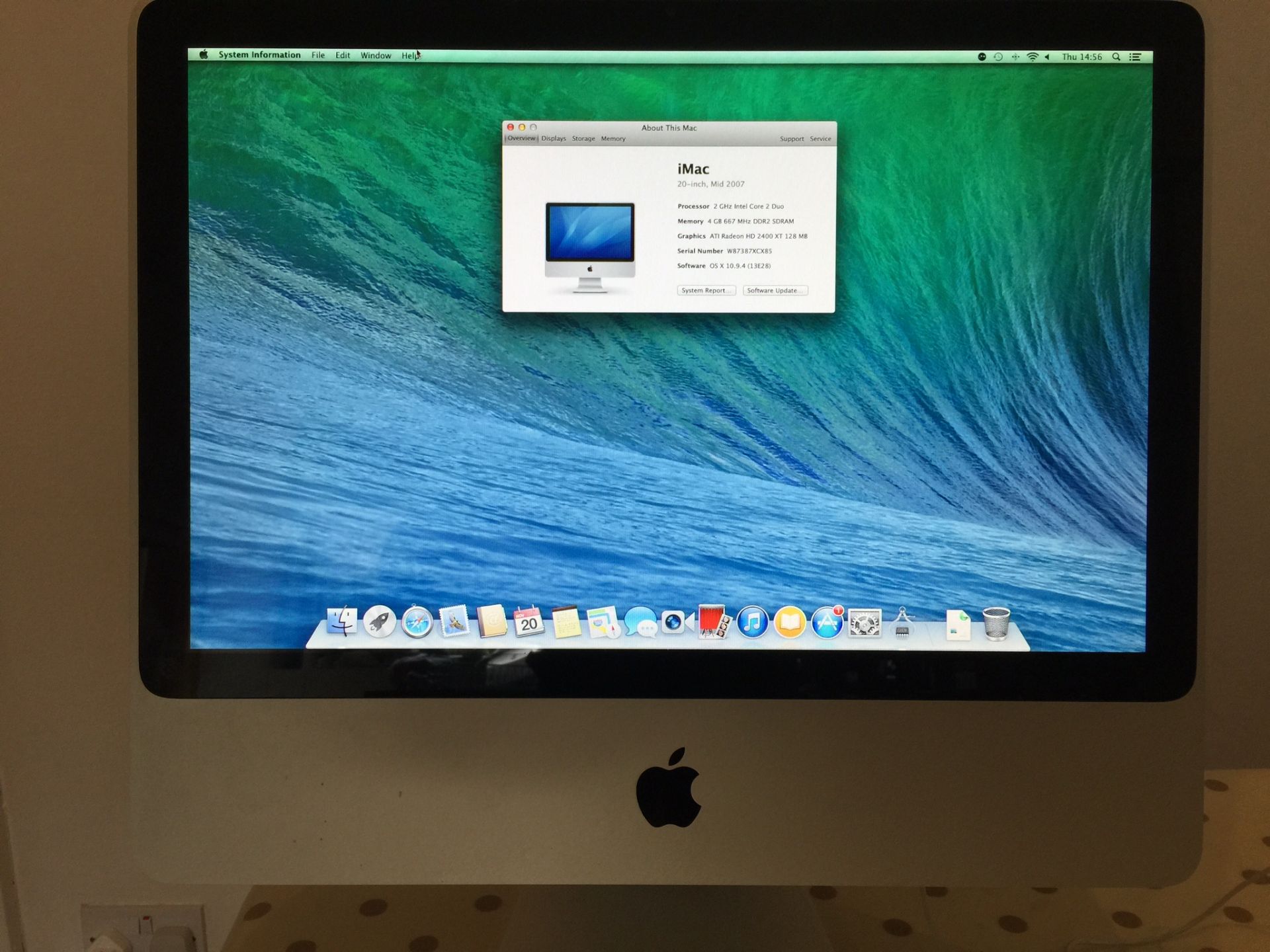 Imac 21" 2GHz Intel Core 2 Duo 4GB 667 MHz DDR2 SDRAM ATI Radeon HD2400XT 128MB with USB mouse no