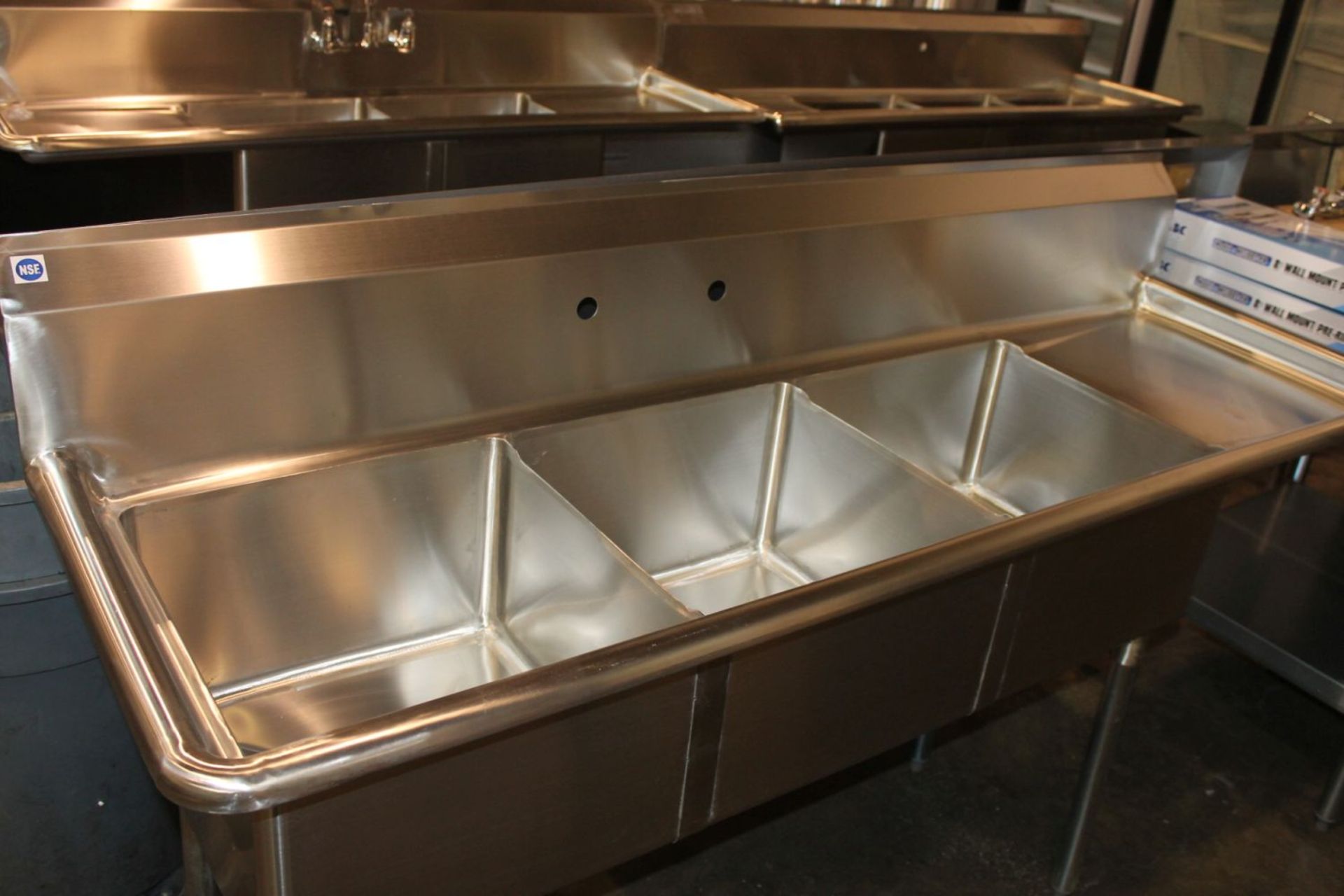 3 Compartment Sink Right Drainboard 75" x 24" NEW BS3-18/R