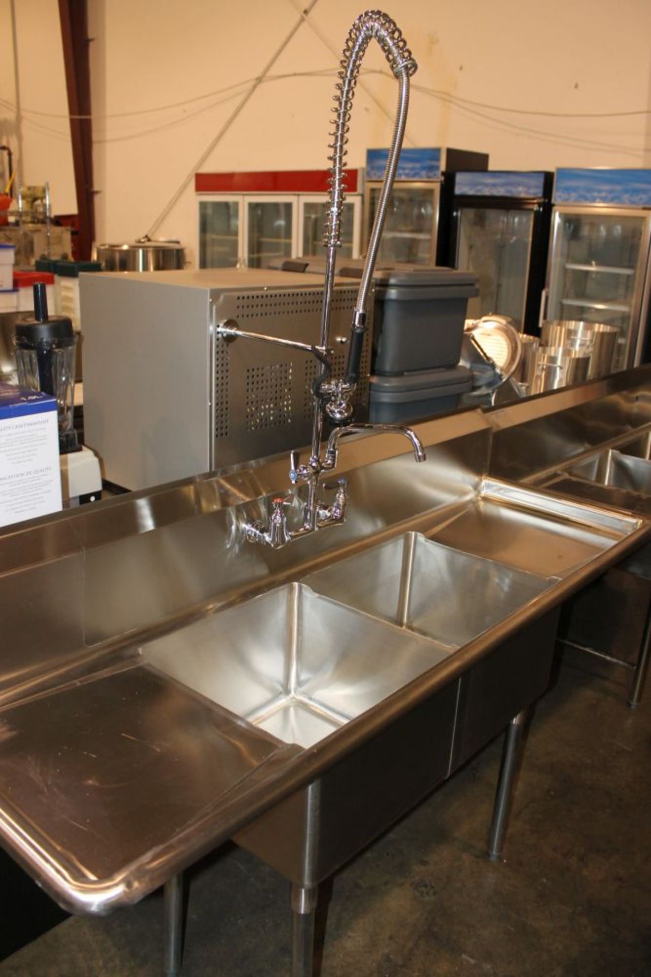 2 Comp Sink 2 DB's 74" x 24" - Pre-Rinse & Add On NEW BS2-2D