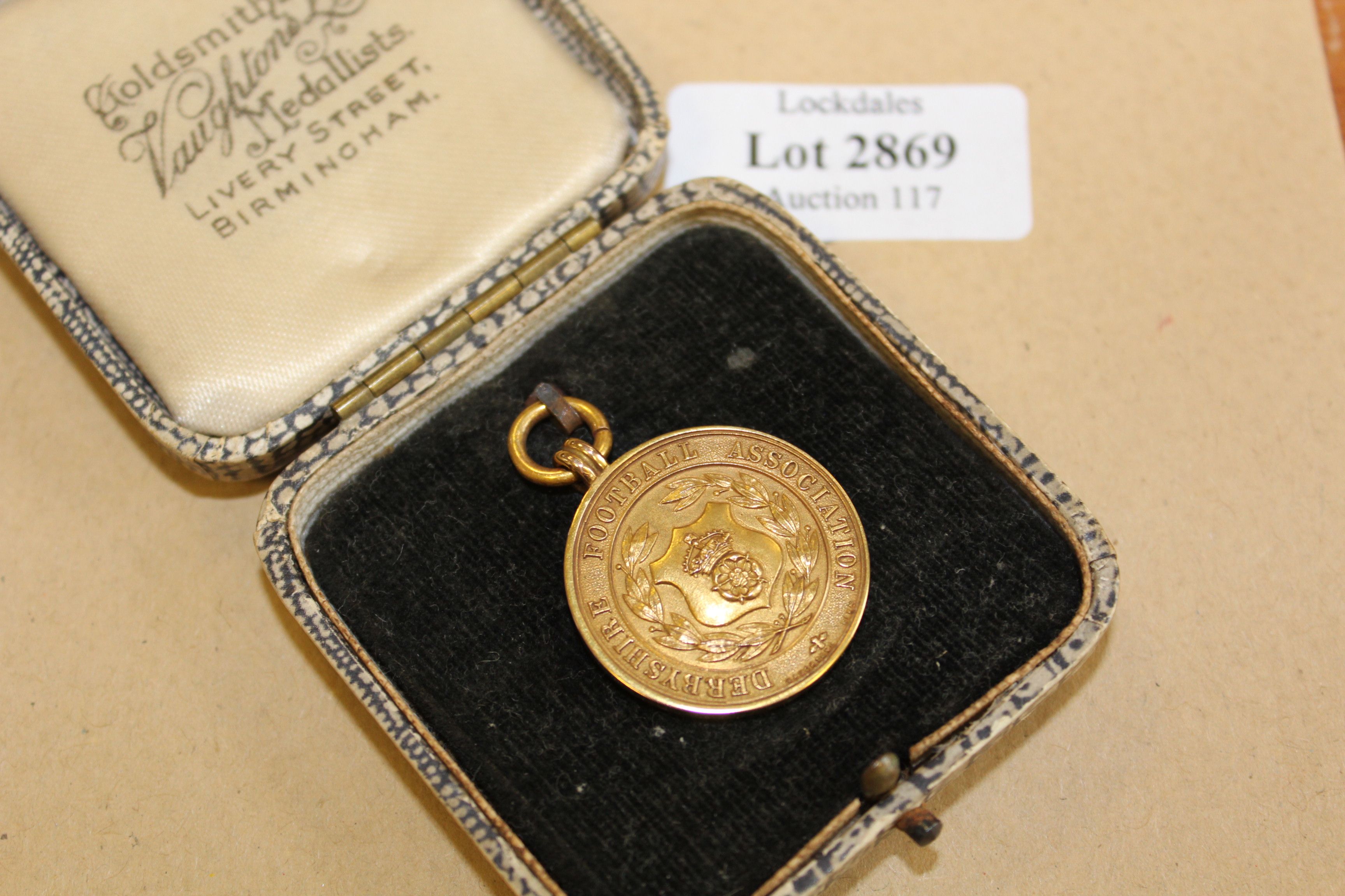 Football - Derbyshire Football Association 9ct Gold hallmarked medal, engraved `Senior Challenge