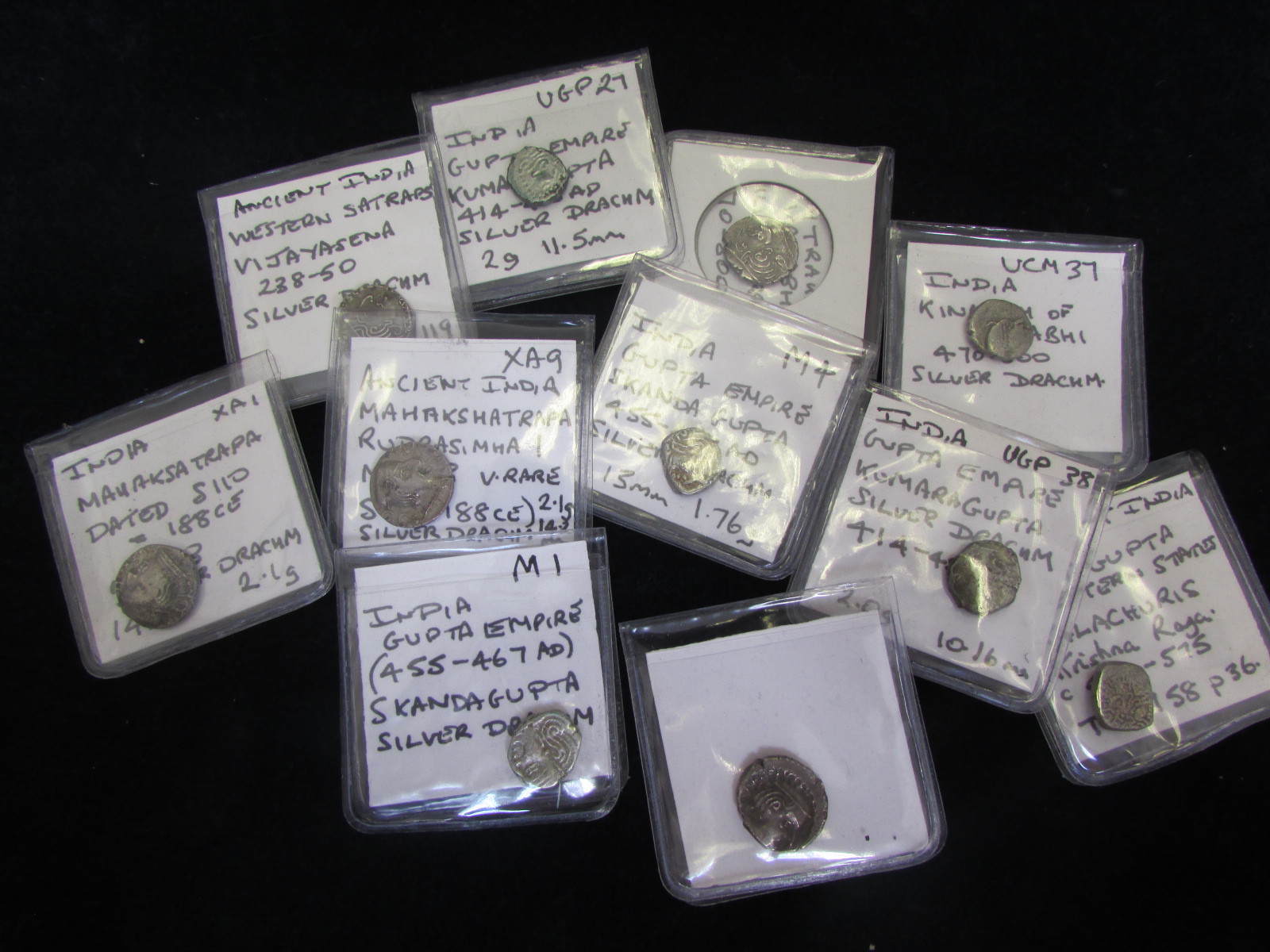 India, Gupta Empire and Post-Gupta silver drachms (11) c.200 to 800 A.D., including Skanda Gupta,