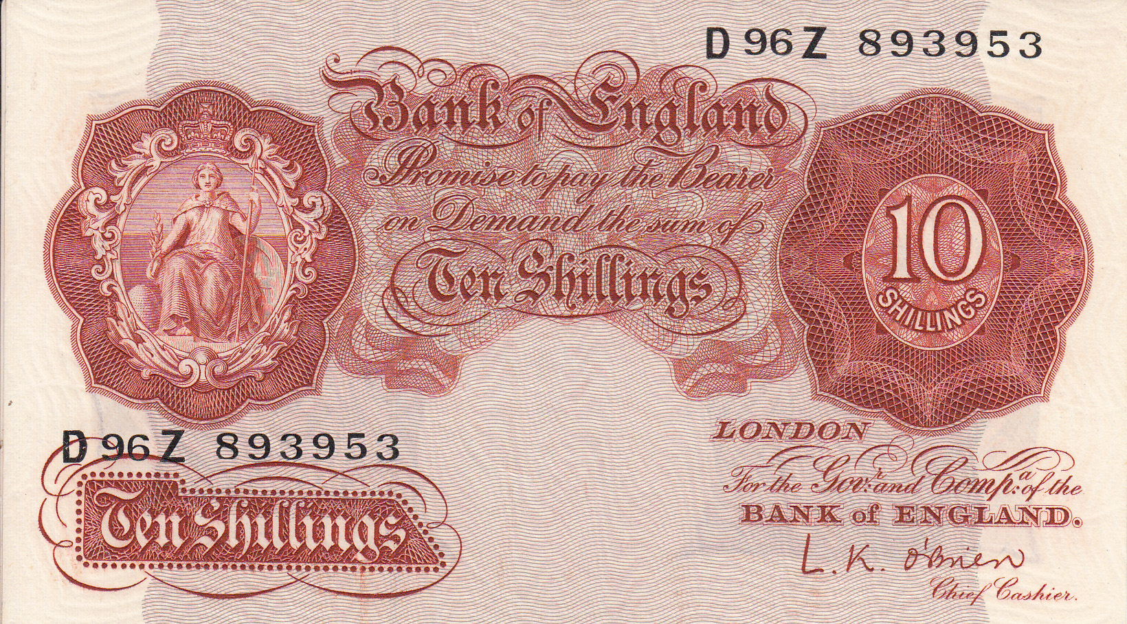 O`Brien Ten Shillings B271 ""D96Z"" GEF