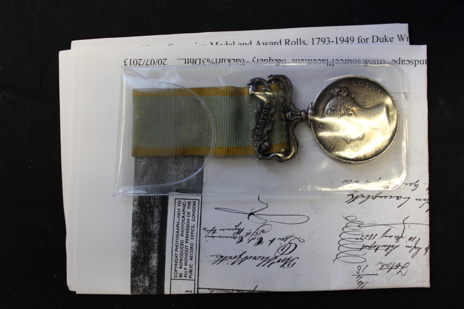 Crimea Medal with Sebastopol clasp engraved to Duke W Furnell. (2207 Cpl Duke William Furnell 57th