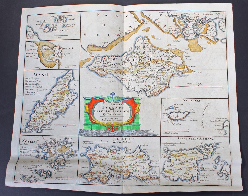 Robert Morden, 18th Century hand coloured map, The Smaller Islands in the British Ocean, unframed,