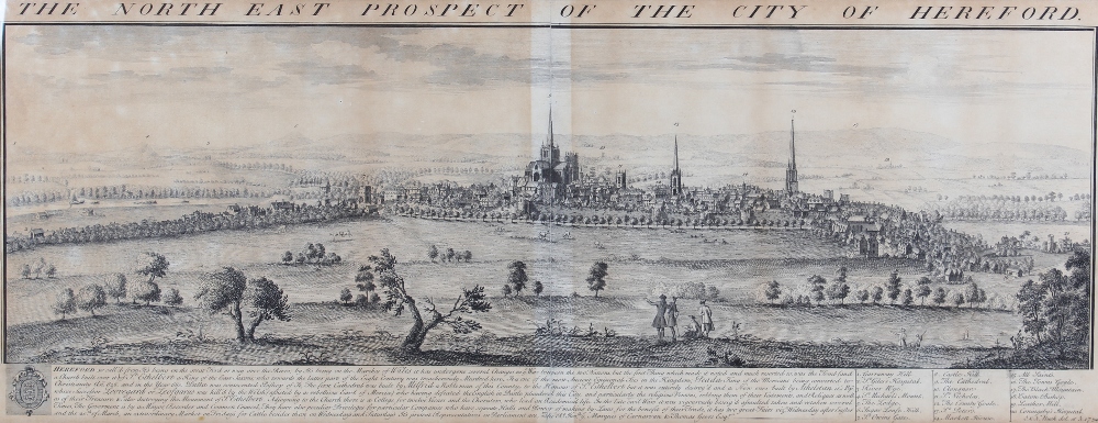 After Samuel Buck, black and white print `The North East Prospect Of The City Of Hereford`, together