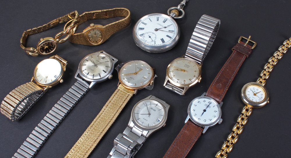 Mixed gentleman`s wristwatches, to include, two 9 carat gold Rotary examples, Sekonda gold plated,