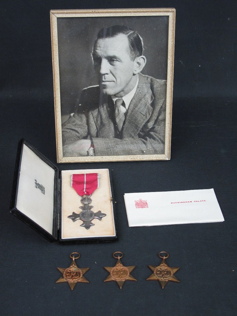 WWII MILITARY MBE MEDAL GROUP to include cased MBE (Military) 1939 45 Star, Africa Star, and Italy
