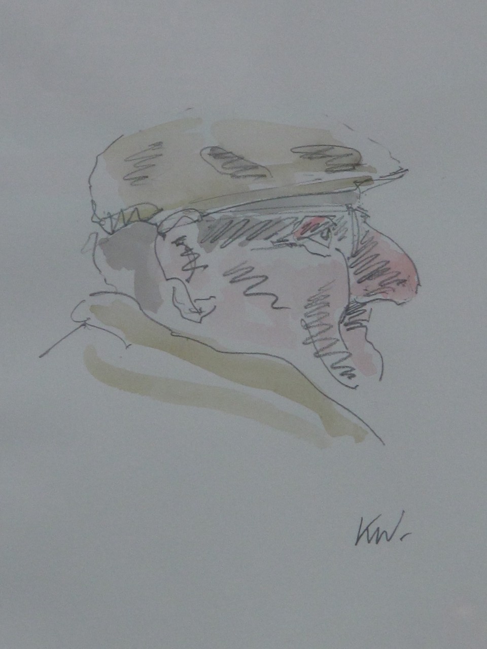 SIR JOHN ``KYFFIN`` WILLIAMS KBE, R.A. (WELSH, 1918-2006). Head and shoulders profile portrait of a