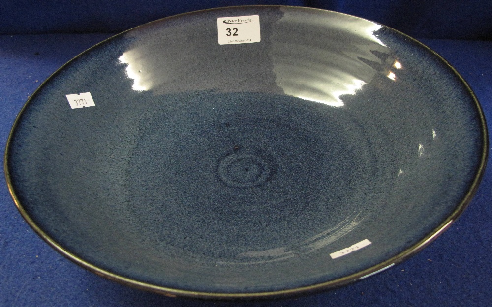 Modern art pottery shallow bowl by Cecilia Willis. Impressed marks.