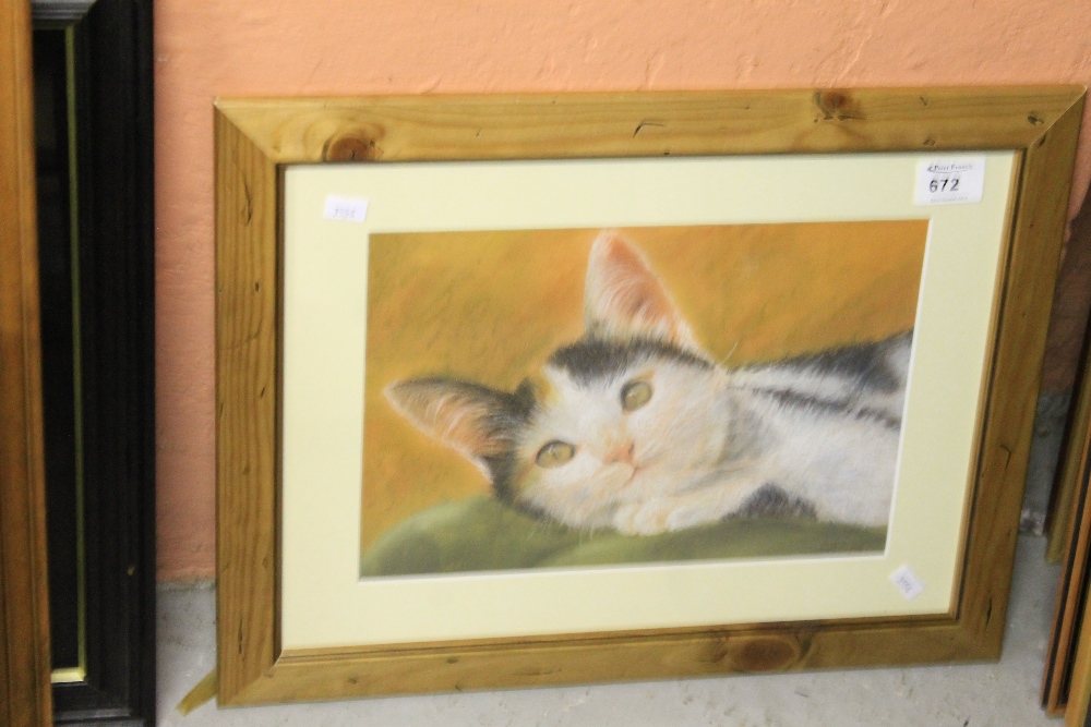 C. S. Holding, portrait of a black and white cat, watercolours. Framed and glazed.