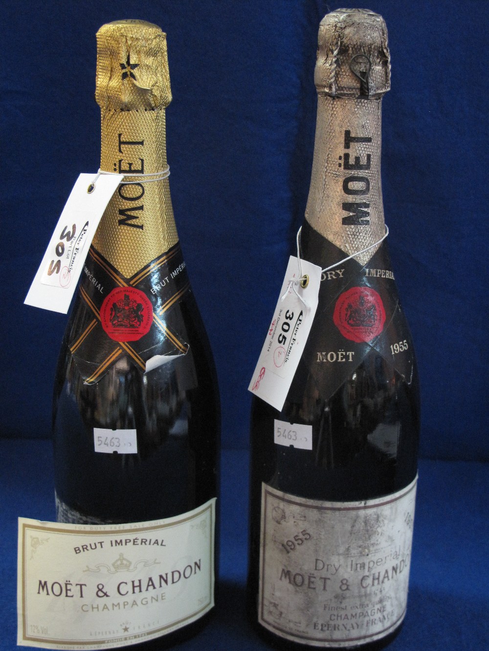 Moet and Chandon 1955 Dry Imperial Champagne together with another later bottle of Moet. (2)