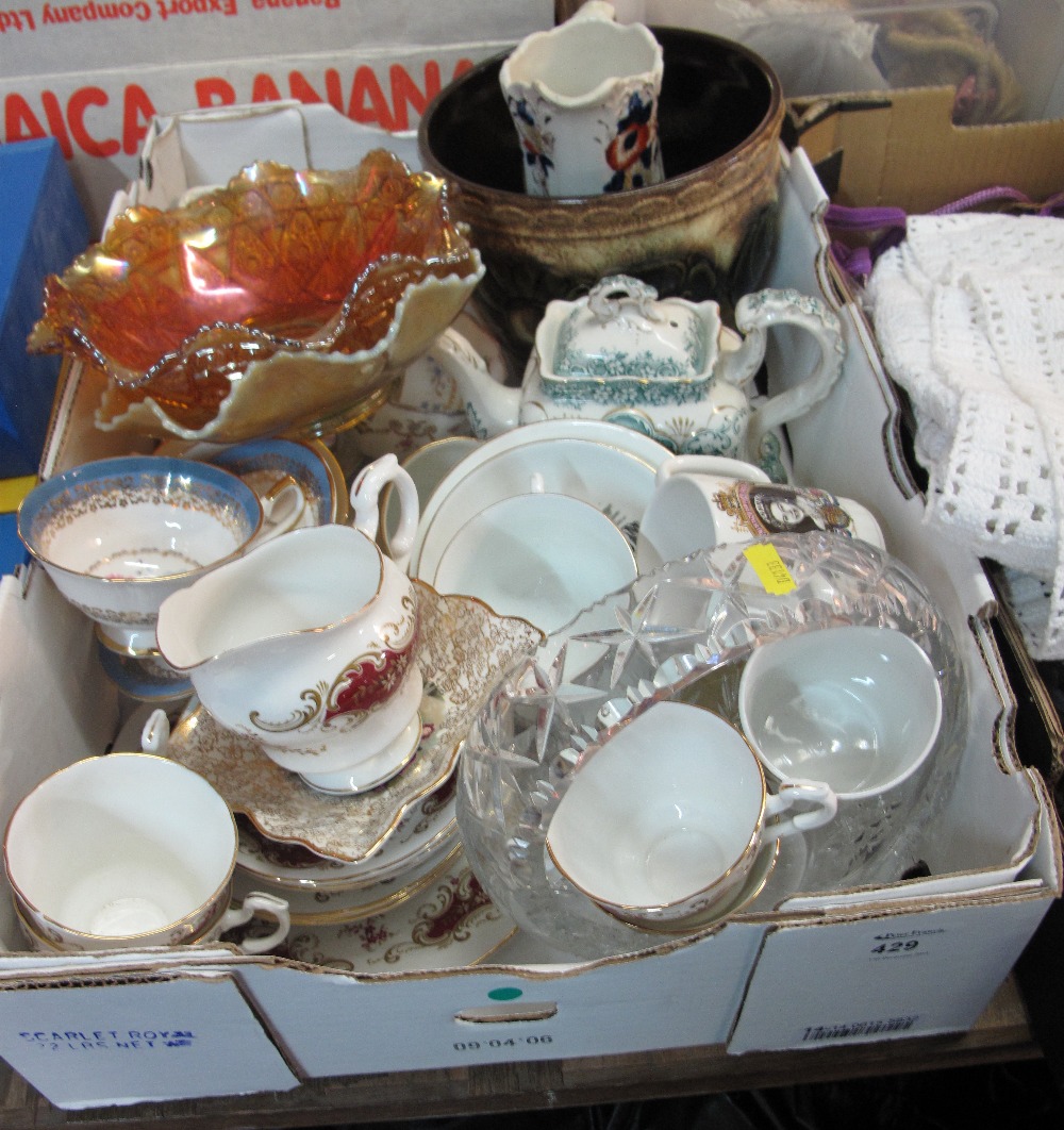 Tray of assorted china and glass to incl