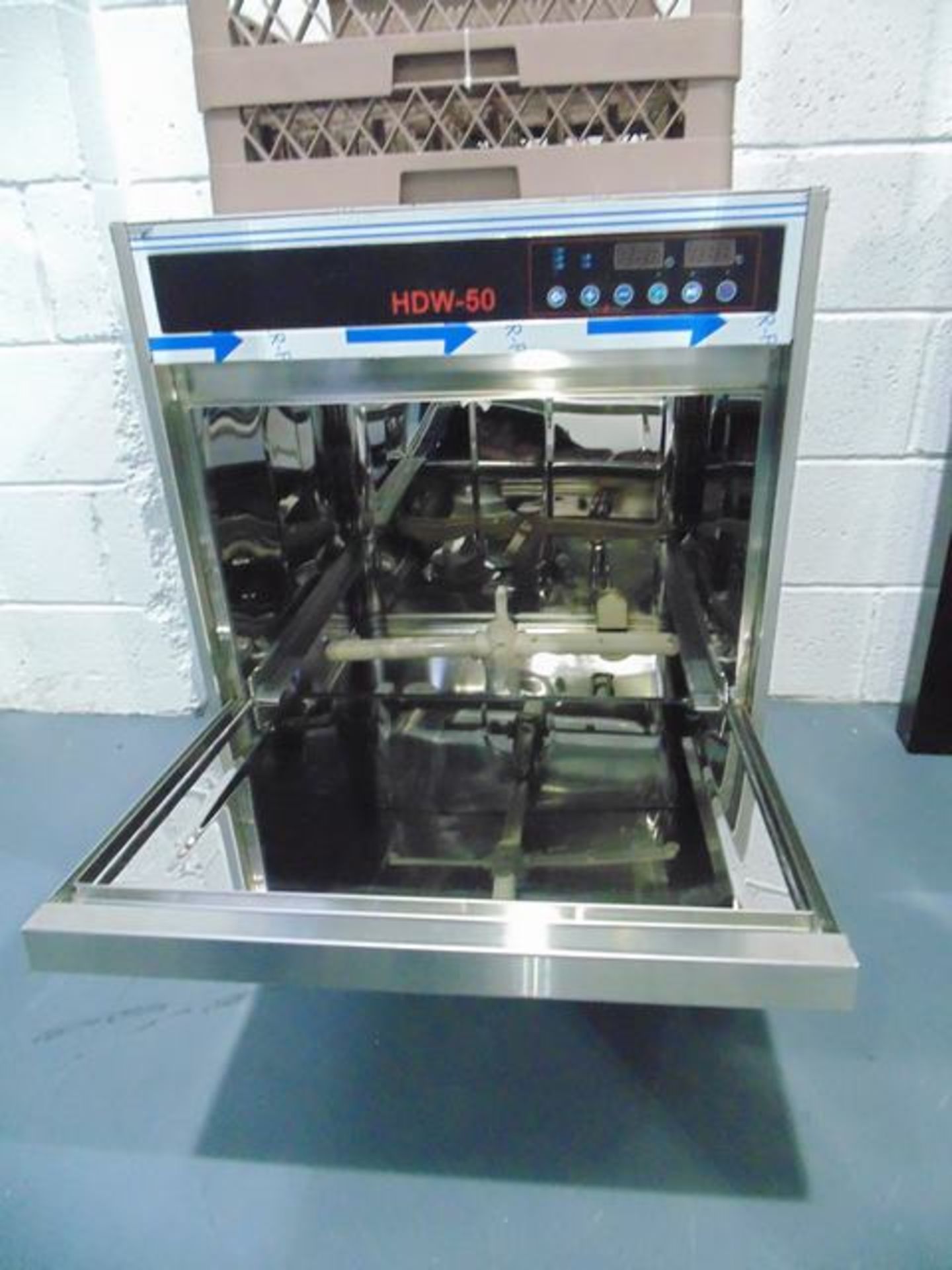 Stainless steel under counter dishwasher 500mm x 500mm basket 50 racks per hour capacity 2 cycles - Image 2 of 2