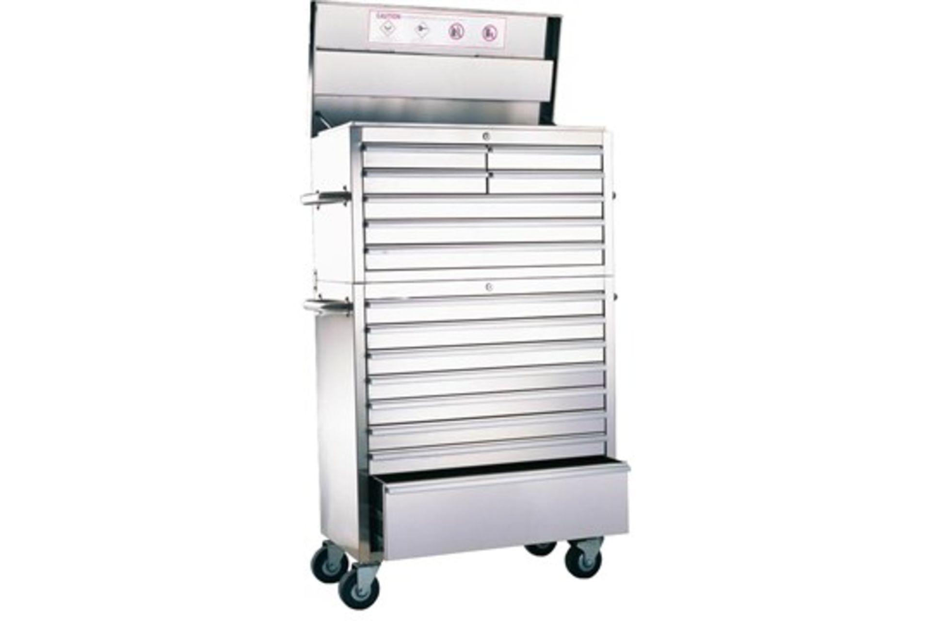 36" wide professional stainless steel roller tool cabinet with portable top box chest 15 snap lock
