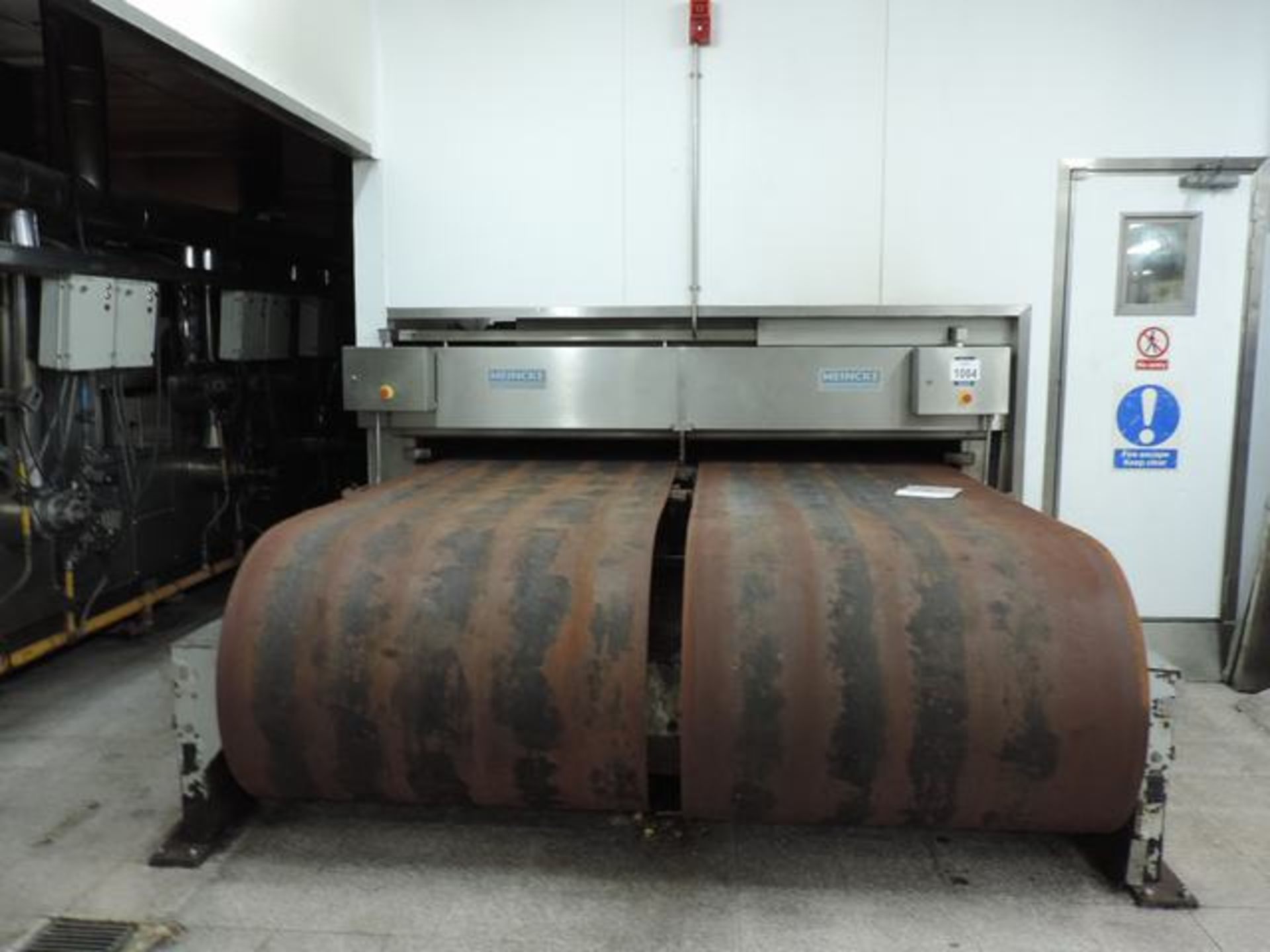 Meincke dual band oven, stainless construction, 6-zone gas fired, approx 31.5 m long, with (2)