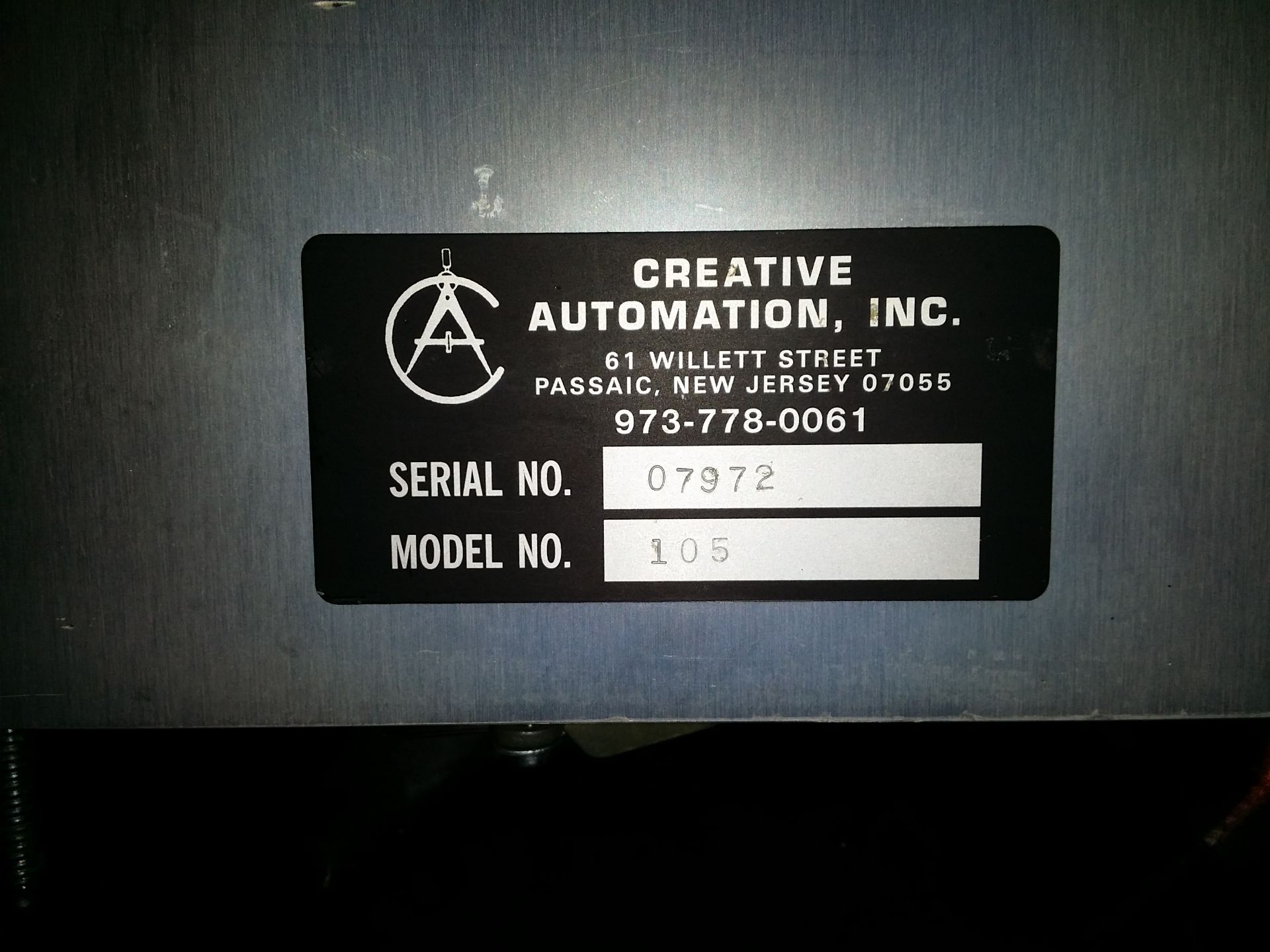 Creative Automation outserter, model 105, serial # 07972. - Image 2 of 3