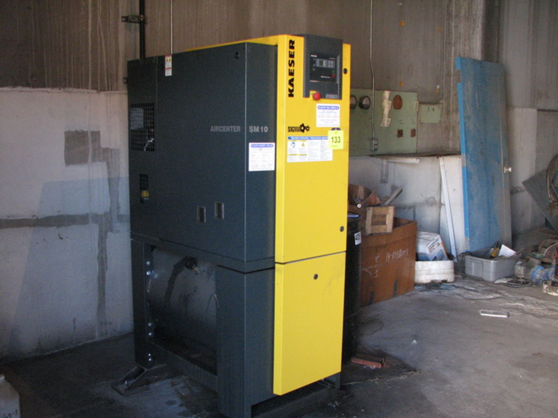 Kaeser rotary screw air compressor, model SMID, s/n 1029, with 10 HP motor, (11,478 hours) (2011)