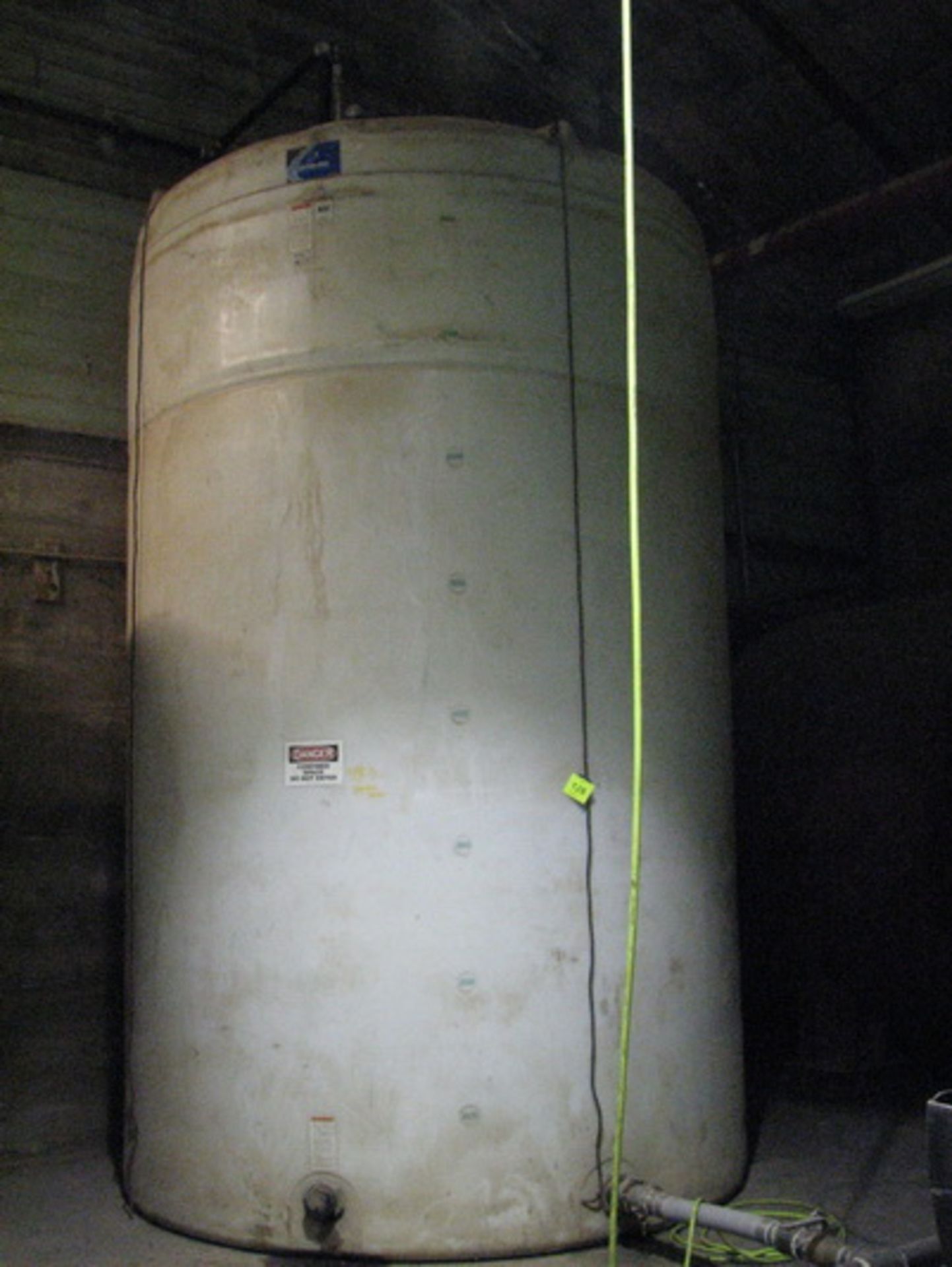 Ace 9,000 gallon capacity vertical poly tank, 10' dia. x 16' H flat bottom, dome top