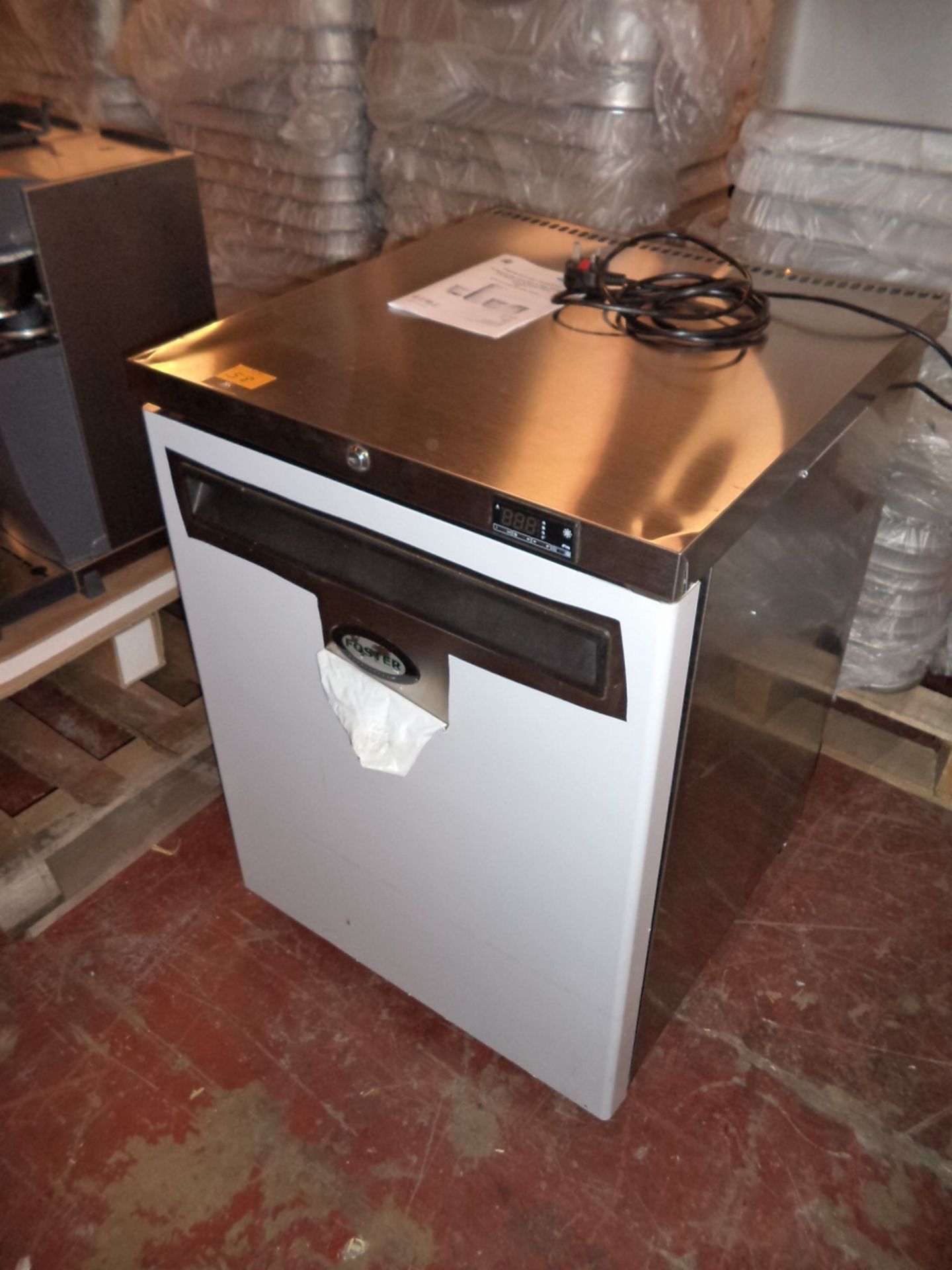 Foster stainless steel counter height fridge in stainless steel