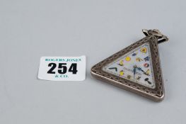 A Masonic watch - a silver encased triangular Masonic watch with mother of pearl dial and Masonic