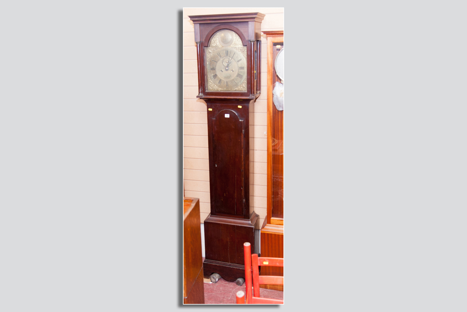 A mahogany encased longcase clock with brass dial, eight day movement by Richard Edey, London