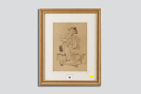 JOHN DAWSON WATSON pencil portrait of a country gentleman seated with his pipe, signed with