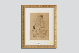 JOHN DAWSON WATSON pencil portrait of a country gentleman seated with his pipe, signed with