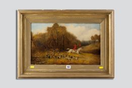 JOHN FERNELEY JUNIOR oil on canvas - a hunt in full cry, signed and dated 1830, 11.5 x 19.5 ins (29