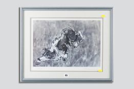 SIR KYFFIN WILLIAMS RA coloured limited edition (172/250) print - stalking sheepdog, signed in