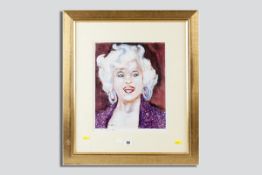 After KAREL LEK artist`s proof coloured print - portrait of Marilyn Monroe, 13.5 x 11.25 ins (34 x