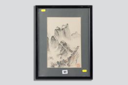 DOREEN LUTHERT watercolour copy of a Chinese brush painting, signed and entitled with label verso,